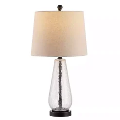 Clear Crackle Glass Bronze Center Table Lamp