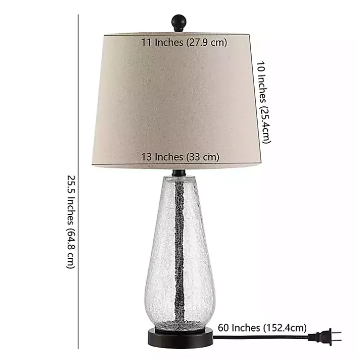 Clear Crackle Glass Bronze Center Table Lamp