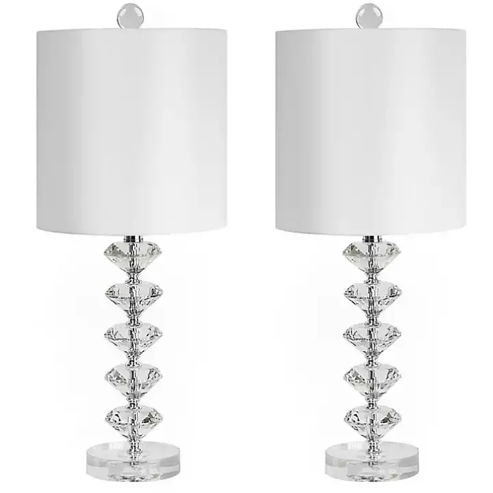 Clear Crystal Spindle Table Lamps, Set of 2