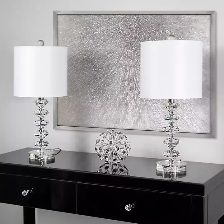 Clear Crystal Spindle Table Lamps, Set of 2