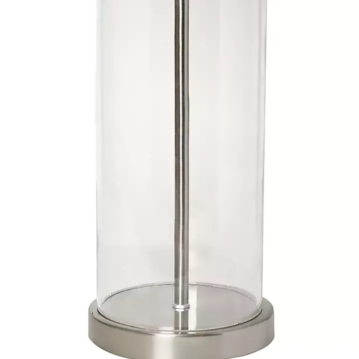 Clear Glass and Nickel Cylindrical Table Lamp