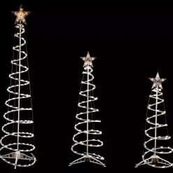 Clear Pre-Lit Spiral Christmas Trees, Set of 3