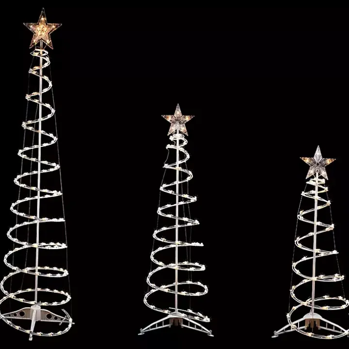 Clear Pre-Lit Spiral Christmas Trees, Set of 3