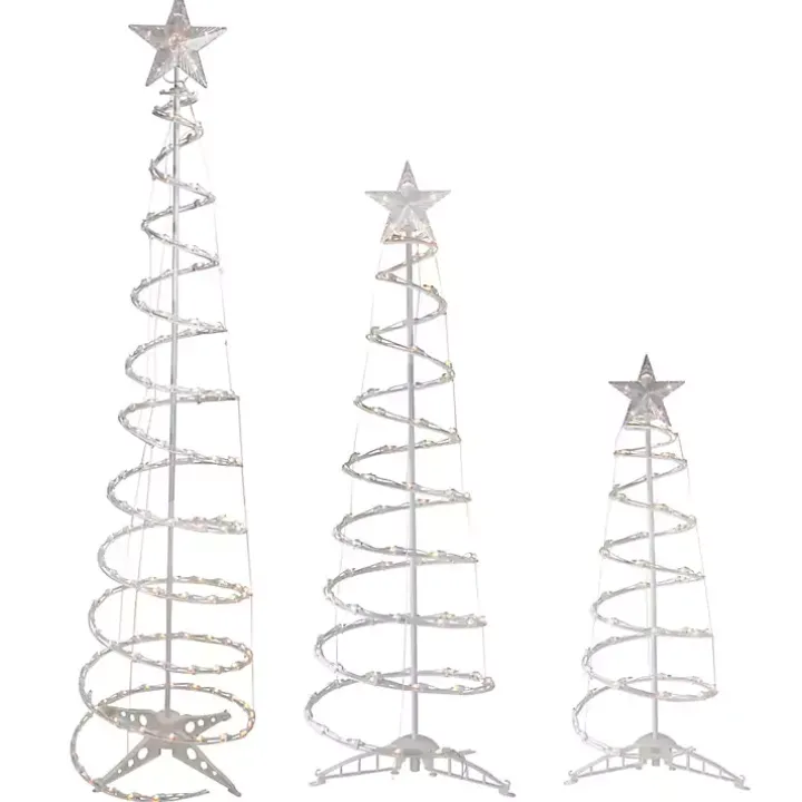 Clear Pre-Lit Spiral Christmas Trees, Set of 3