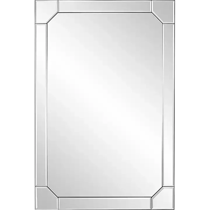 Clipped Corners Frameless Beveled Wall Mirror