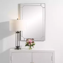 Clipped Corners Frameless Beveled Wall Mirror