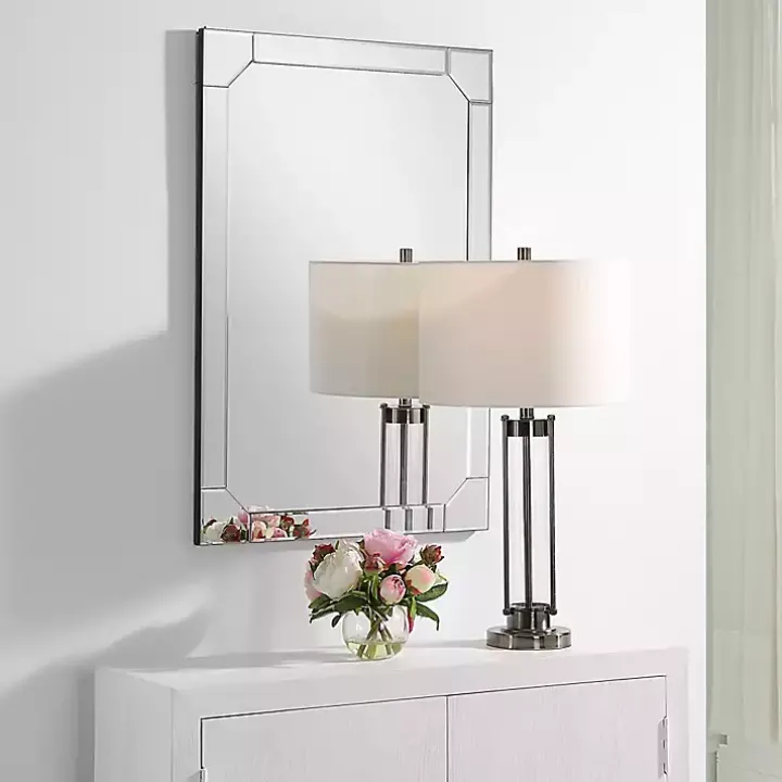 Clipped Corners Frameless Beveled Wall Mirror