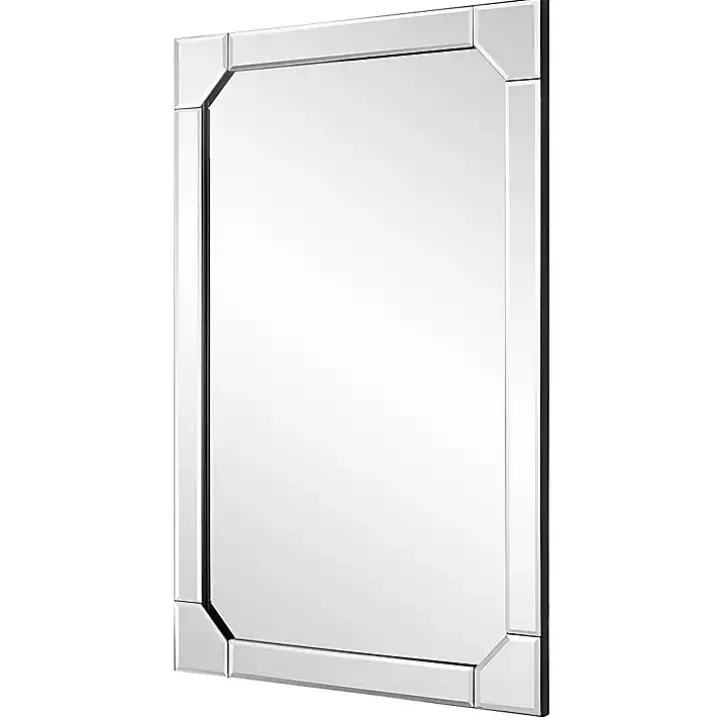 Clipped Corners Frameless Beveled Wall Mirror