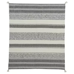 Coal Geometric Striped Throw