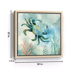 Coastal Bay Crab Framed Canvas Art Print