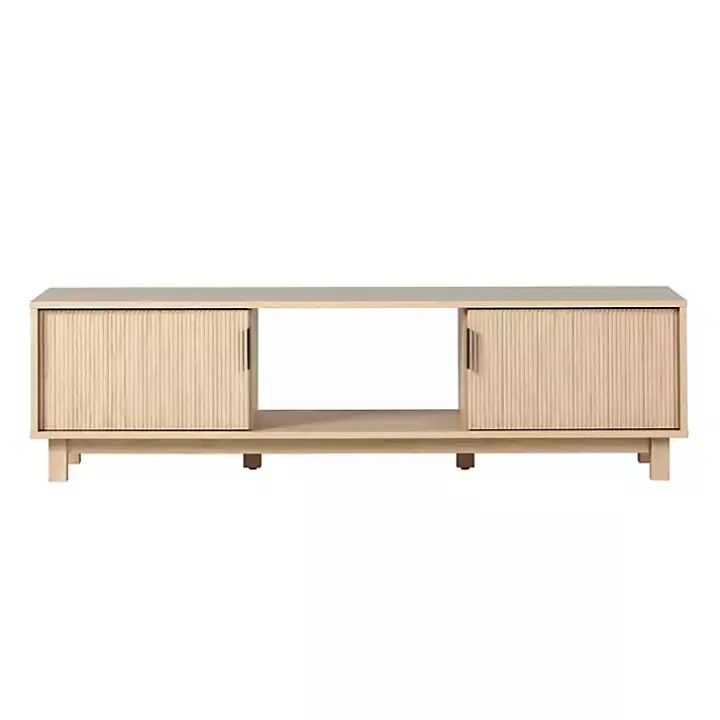 Coastal Oak Fluted 2-Door Compact TV Stand