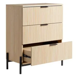 Coastal Oak Reeded 3-Drawer Dresser