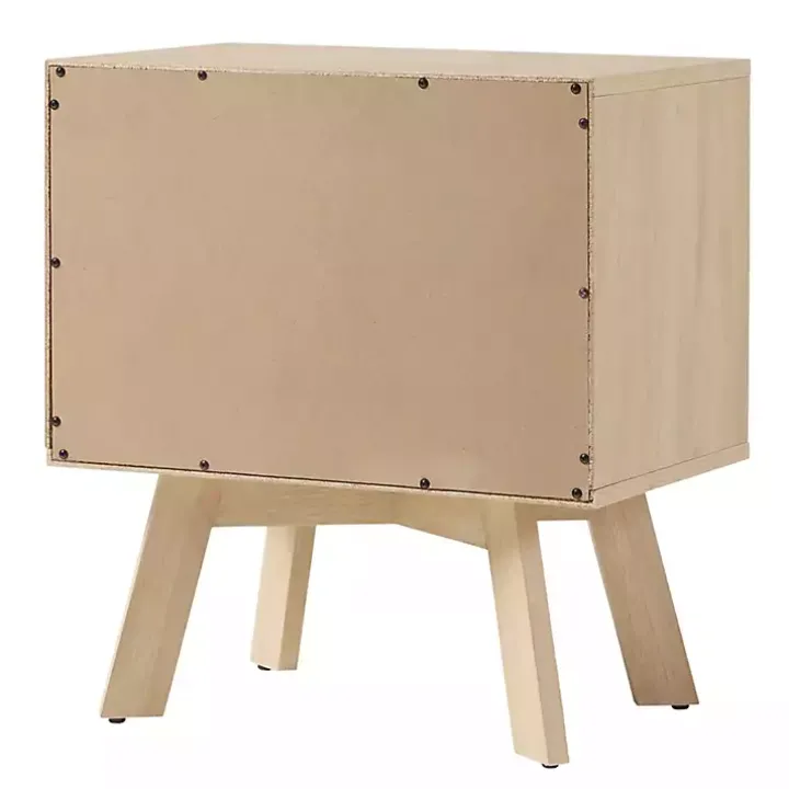 Coastal Oak Wood Mid-century Modern Nightstand