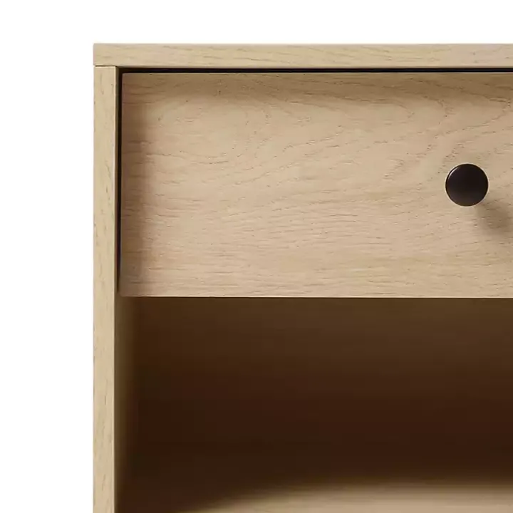 Coastal Oak Wood Mid-century Modern Nightstand