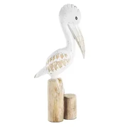 Coastal Pelican Wood Statue