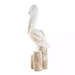 Coastal Pelican Wood Statue