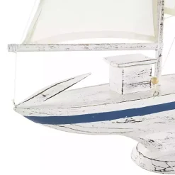 Coastal White and Blue Sailboat Statue