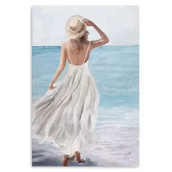 Coastal Woman in White Canvas Art Print, 24x36 in.