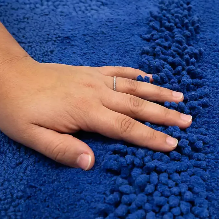 Cobalt Asymmetrical Cotton Bath Mat
