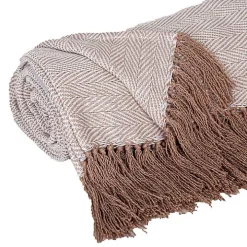 Coffee Chevron Tassel Throw