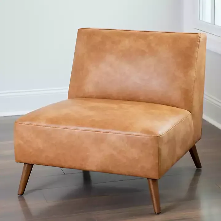 Cognac Faux Leather Accent Chair