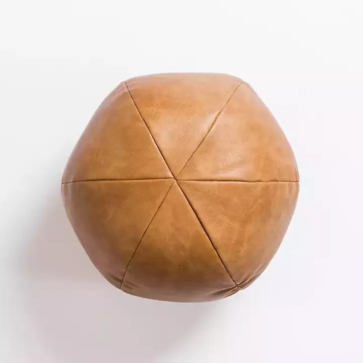 Cognac Faux Leather Sphere Pillow