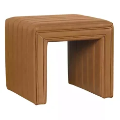 Cognac Leather Arch Ottoman
