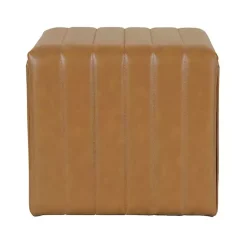Cognac Leather Arch Ottoman