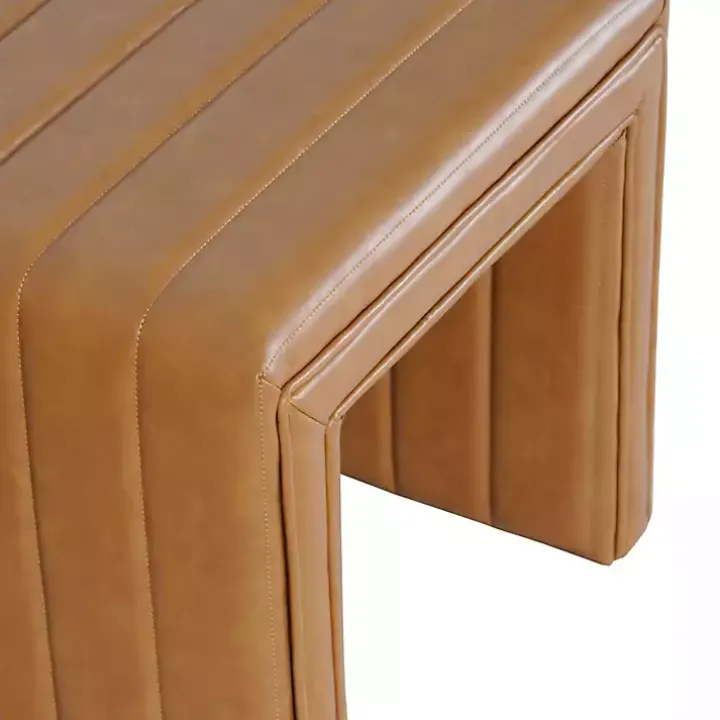 Cognac Leather Arch Ottoman