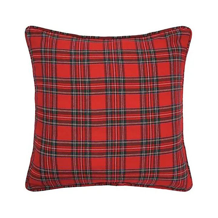 Collie Red Plaid Christmas Pillow