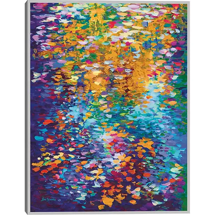Colorful Dance of Leaves Framed Canvas Art Print