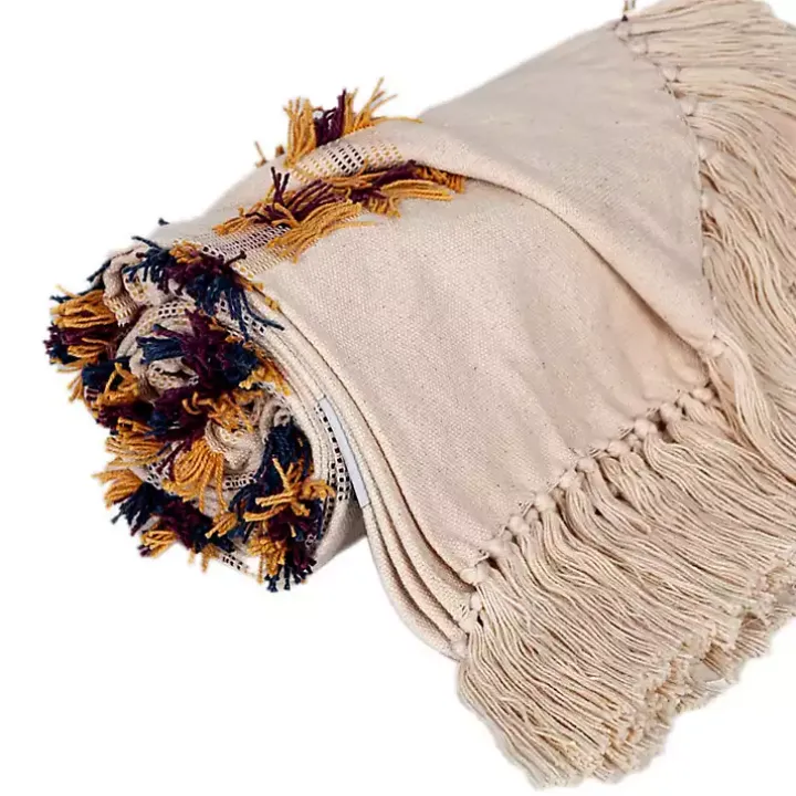 Colorful Fringe Stripe Throw