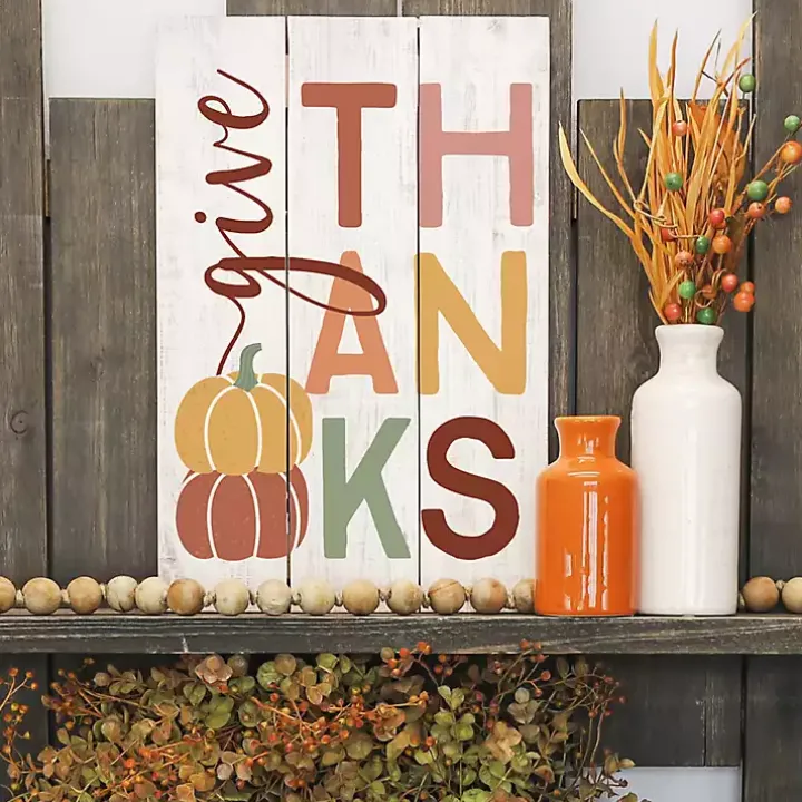 Colorful Give Thanks Wall Plaque
