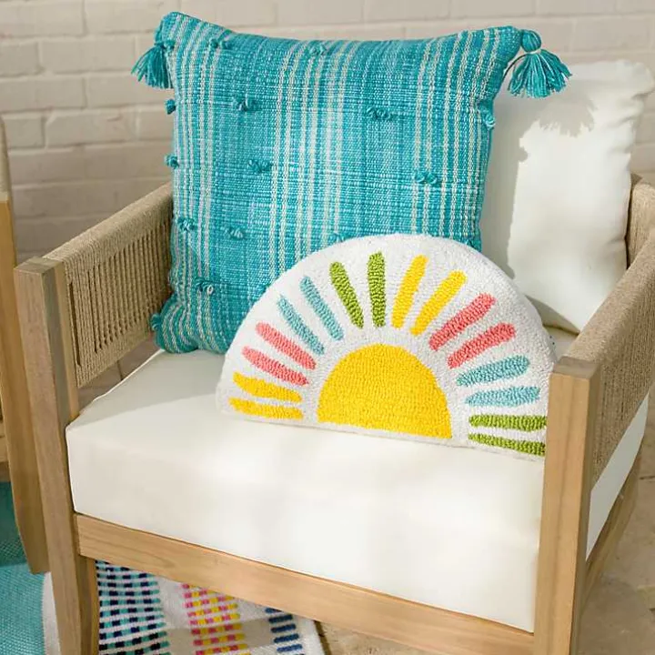 Colorful Half-Sun Shaped Outdoor Pillow