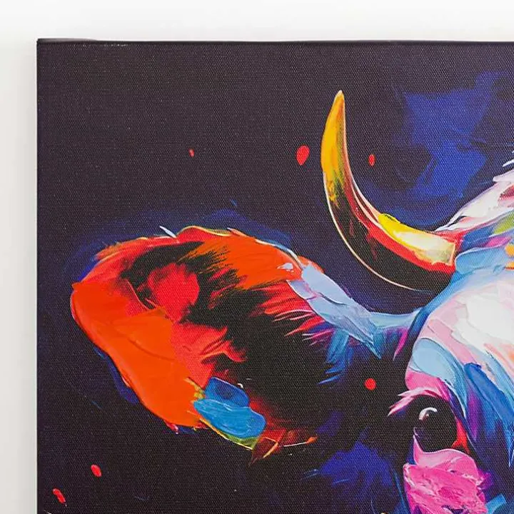 Colorful Moo Canvas Art Print