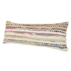 Colorful Stripes Textured Handwoven Lumbar Pillow
