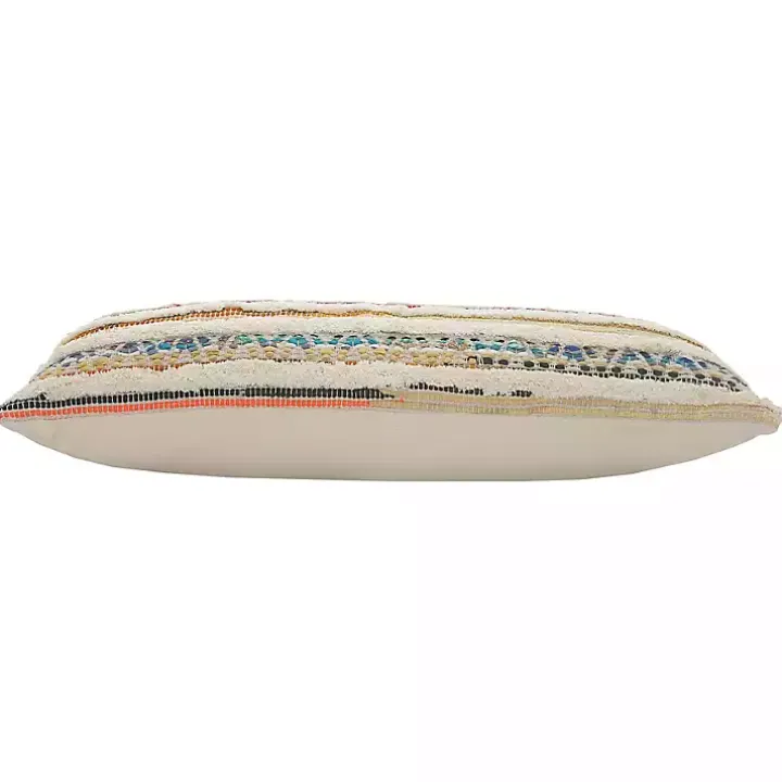 Colorful Stripes Textured Handwoven Lumbar Pillow