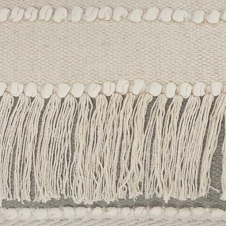 Comfort Beige Knots & Fringe Lumbar Pillow