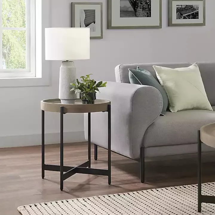 Concrete Round Tray Top Side Table