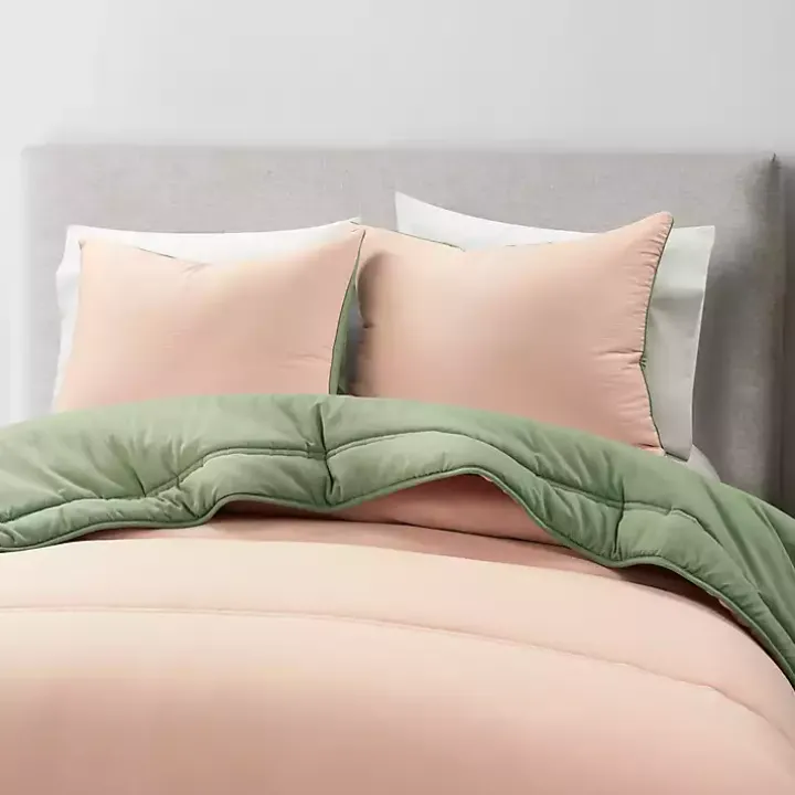 Coral & Sage Reversible 3-pc. Queen Comforter Set