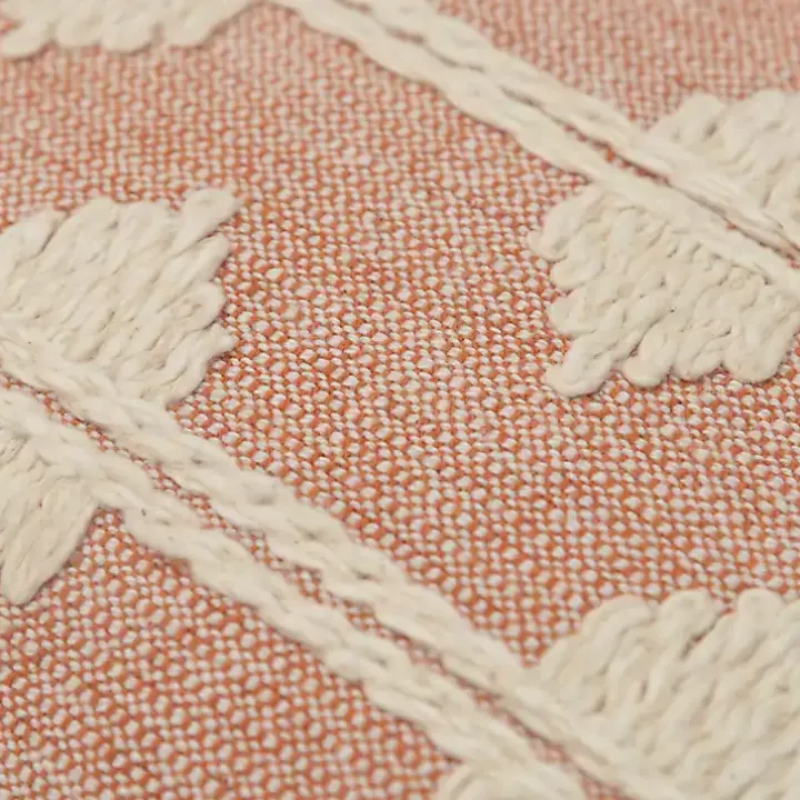 Coral Heathered Embroidered Diamond Throw Pillow