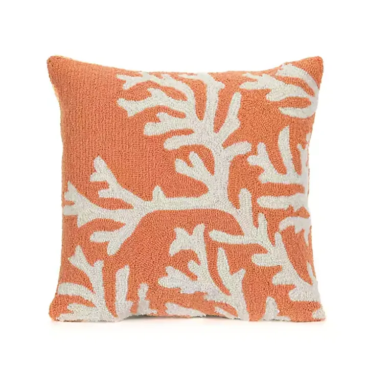 Coral Ocean Flower Outdoor Accent Pillow