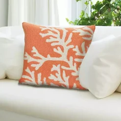Coral Ocean Flower Outdoor Accent Pillow