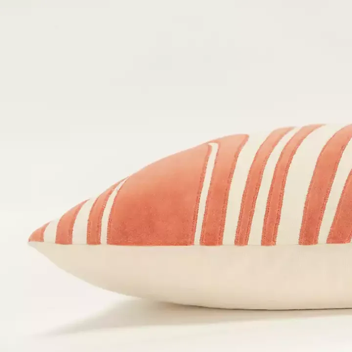 Coral Velvet Wave Lumbar Pillow