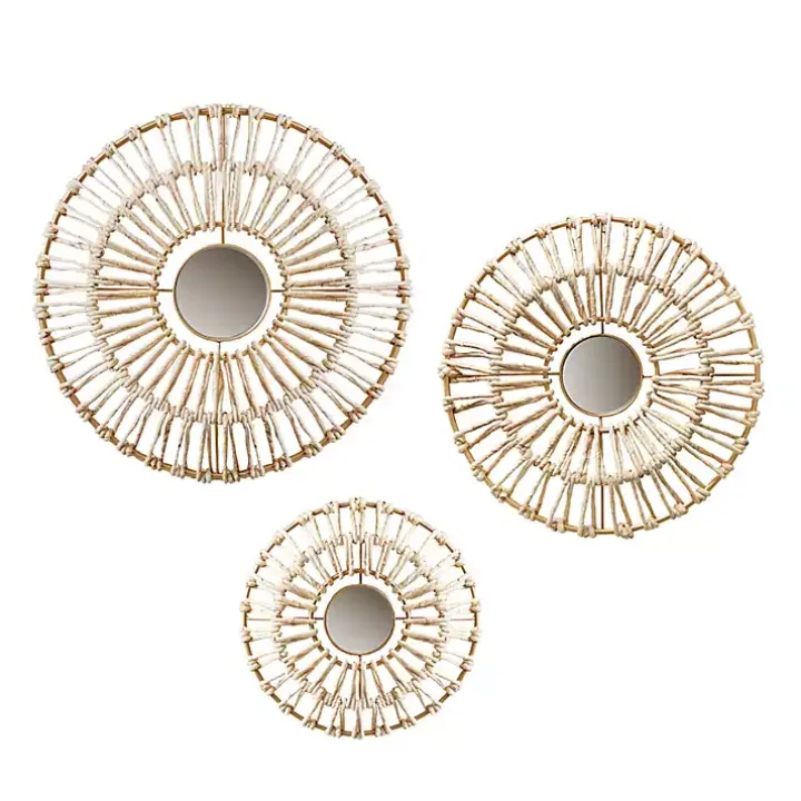 Corn Husk Wrapped Mirrors, Set of 3