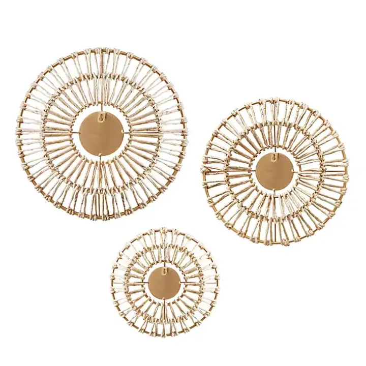 Corn Husk Wrapped Mirrors, Set of 3
