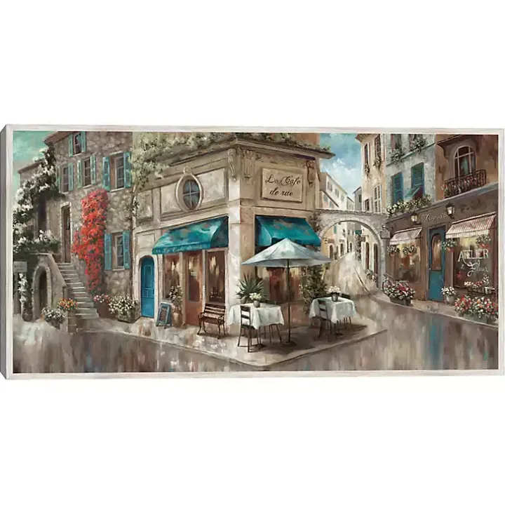 Corner Cafe Framed Canvas Art Print