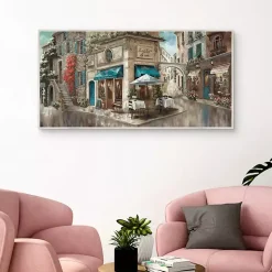 Corner Cafe Framed Canvas Art Print