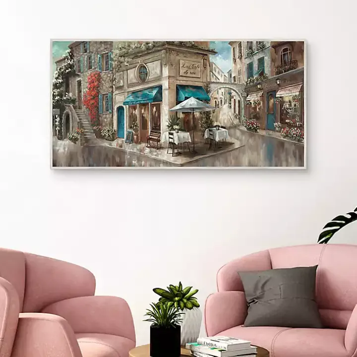 Corner Cafe Framed Canvas Art Print