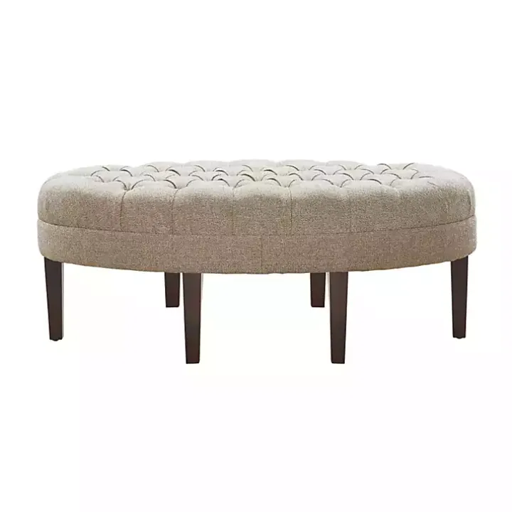 Cory Tufted Natural Linen Ottoman
